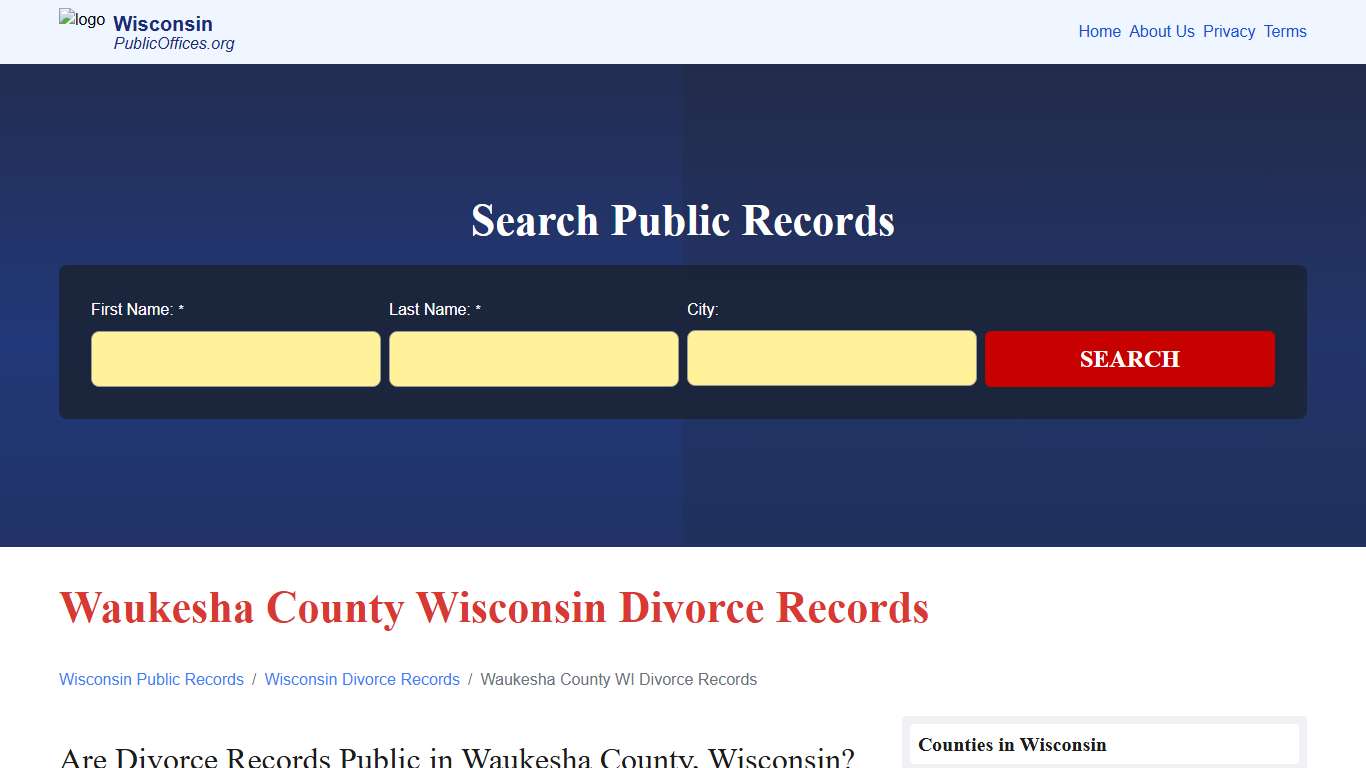 Waukesha County, WI Divorce Records Search – PublicOffices.org