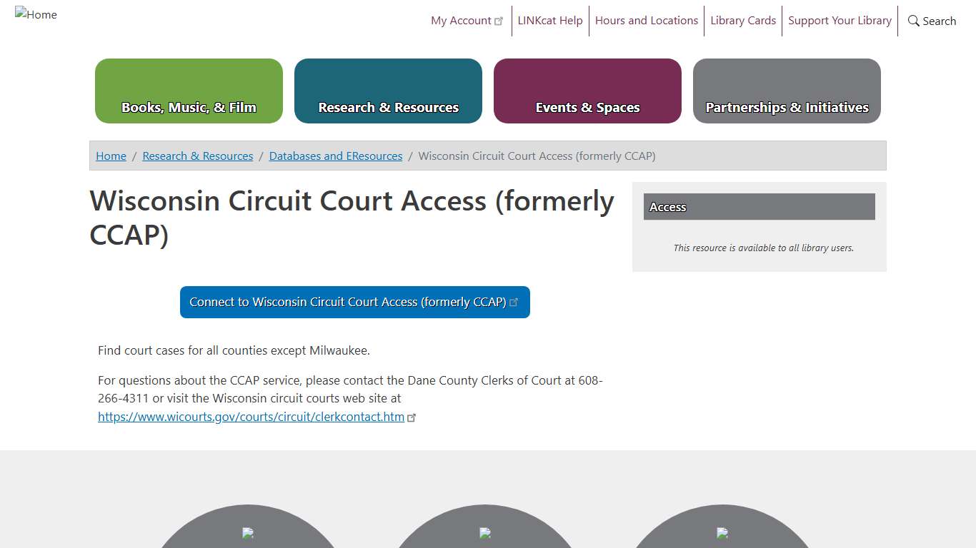 Wisconsin Circuit Court Access (formerly CCAP) Madison Public Library